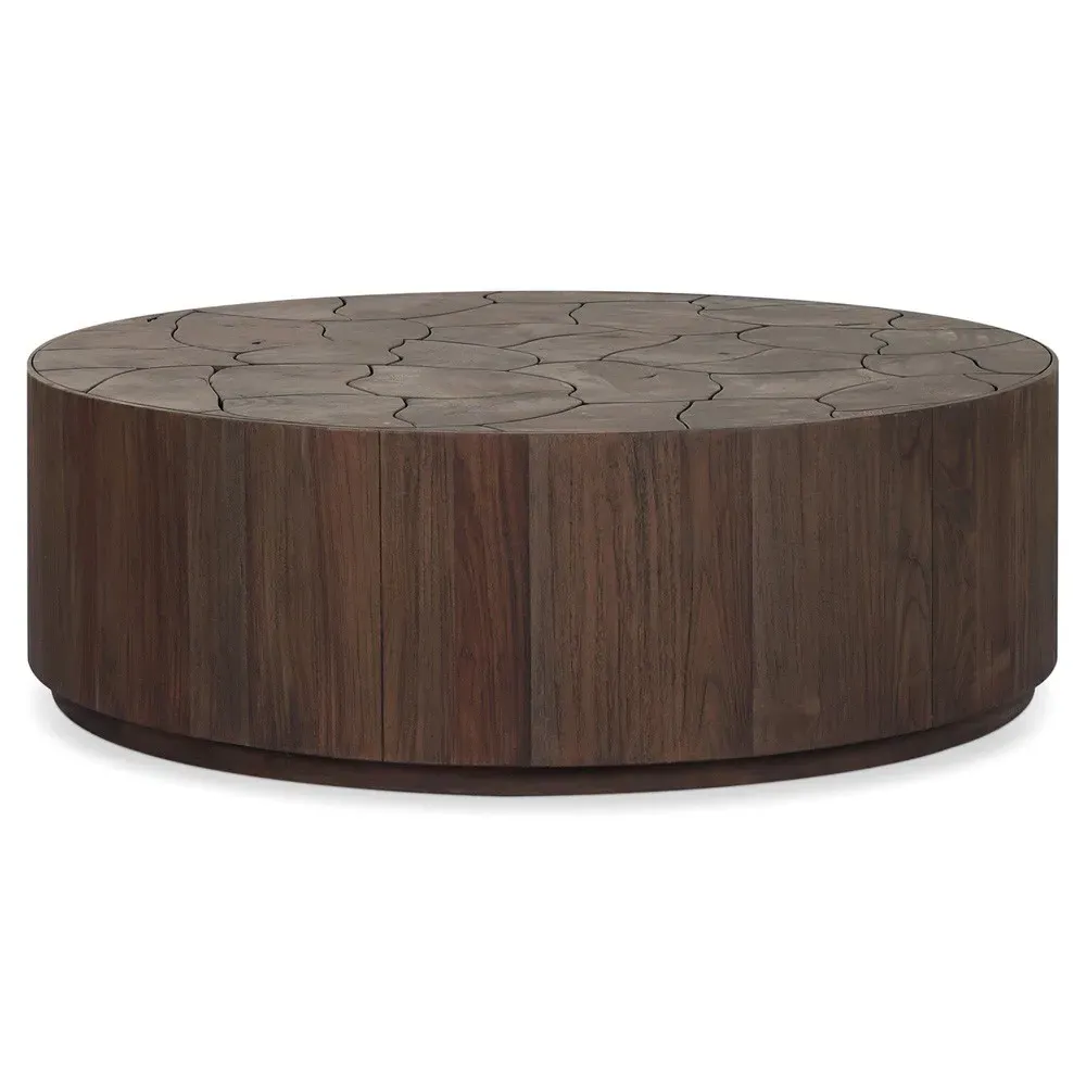 Nikolai Round Outdoor Coffee Table - Dark Brown, Teak