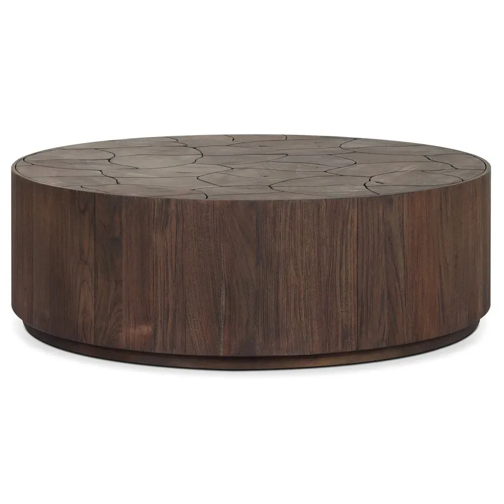 Nikolai Round Outdoor Coffee Table - Dark Brown, Teak