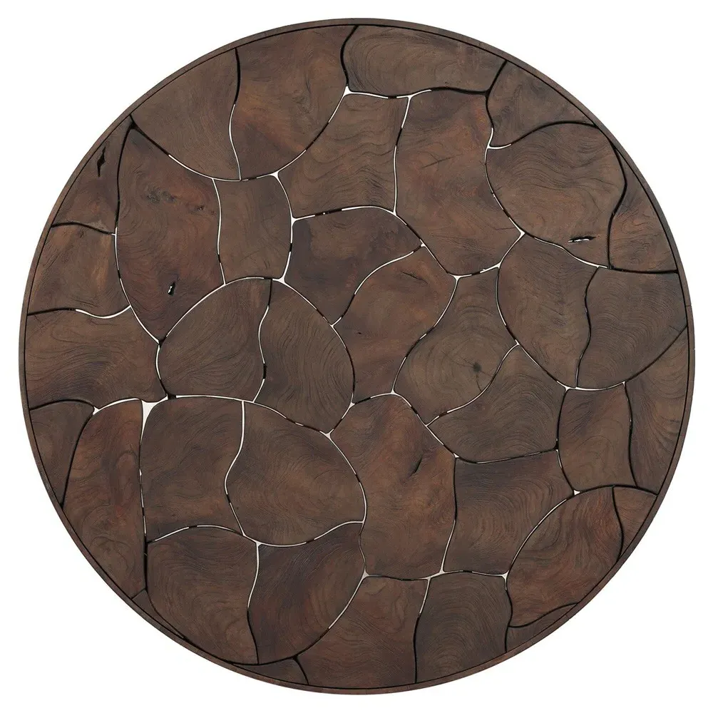 Nikolai Round Outdoor Coffee Table - Dark Brown, Teak