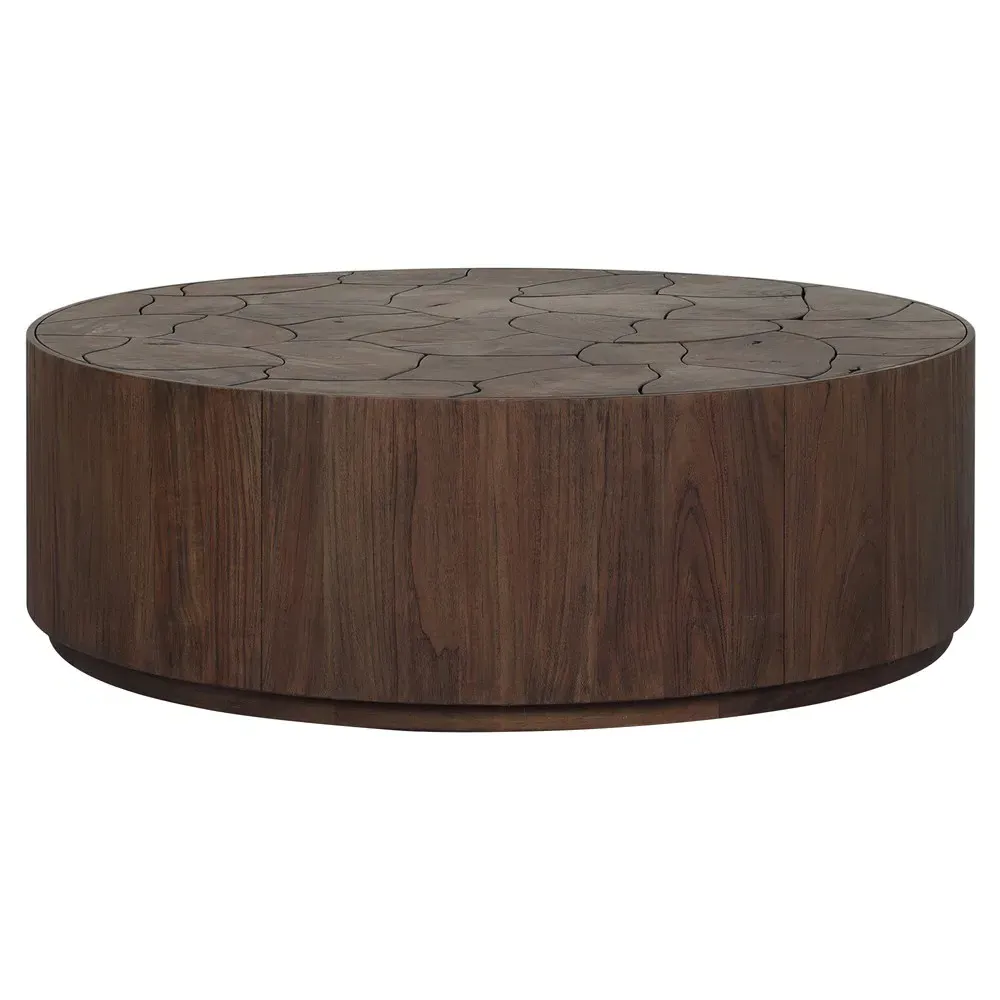 Nikolai Round Outdoor Coffee Table - Dark Brown, Teak