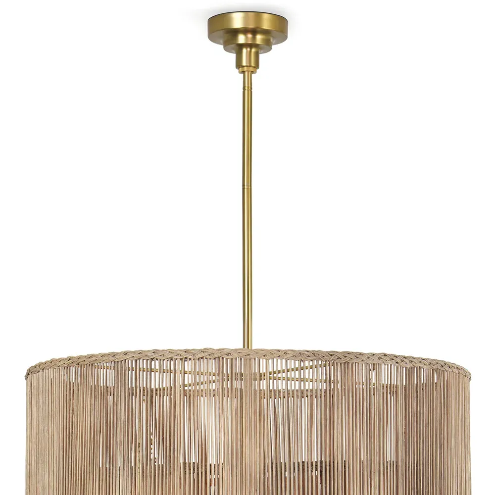 Nimes Woven Rattan Chandelier - Natural, Brass