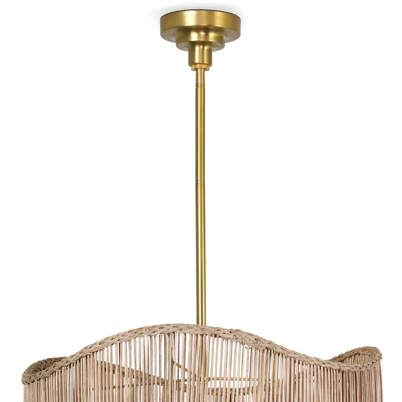Nimes Woven Rattan Drum Pendant - Natural, Brass