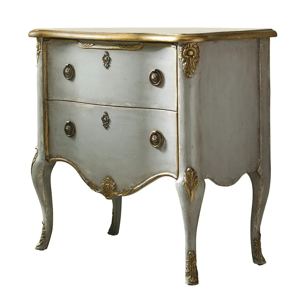 Nina 2 Drawer Chest Dresser with Gold Accent - Grey, Poplar