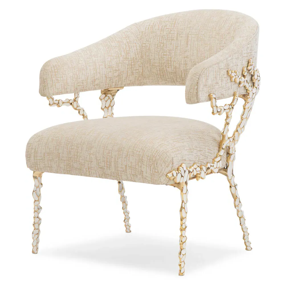 Nina Barrel Arm Chair - Beige, Performance Fabric