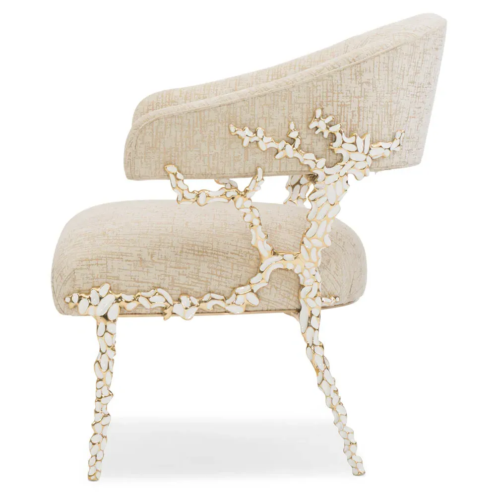 Nina Barrel Arm Chair - Beige, Performance Fabric