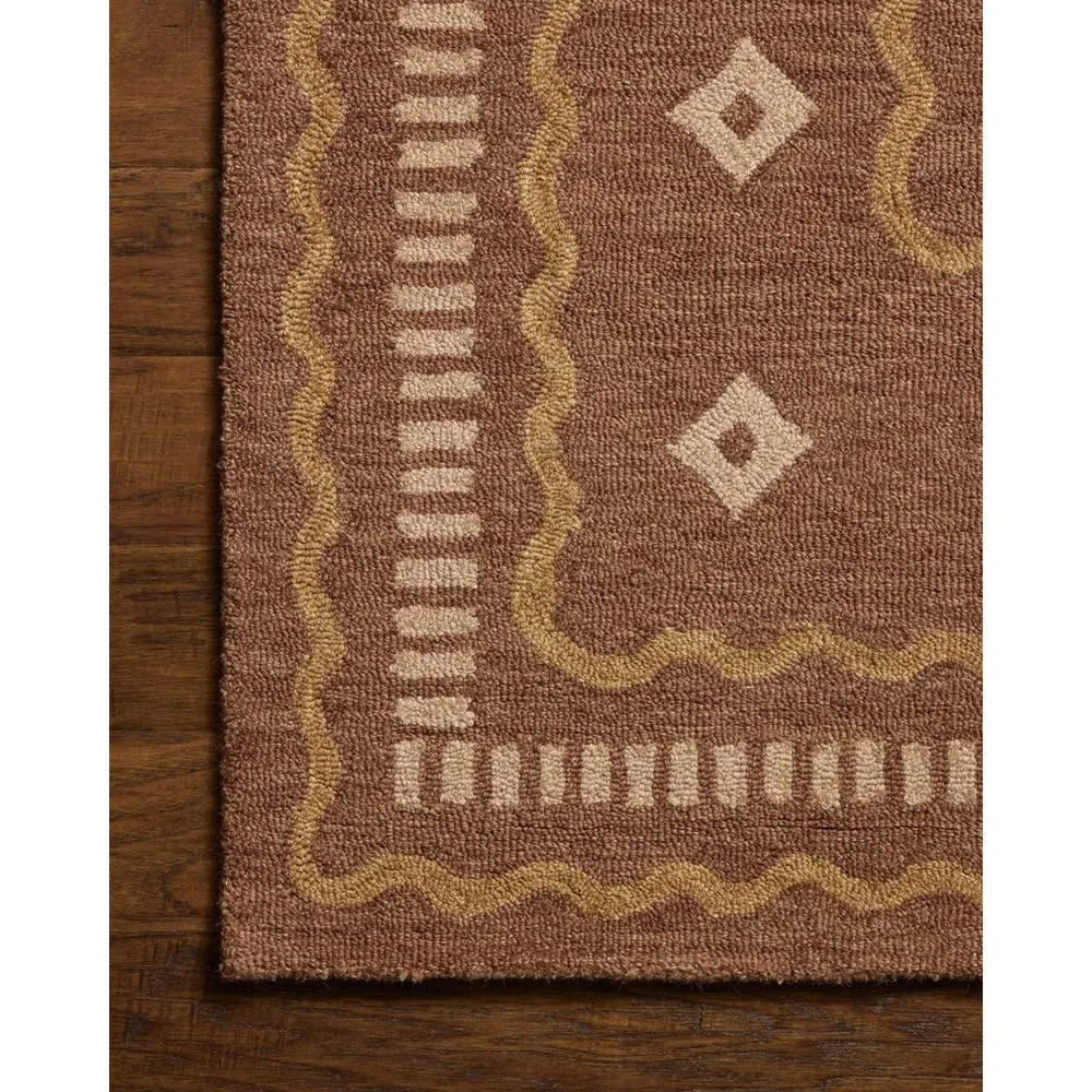 Noah Diamond Patterned Rug Sample - Terracotta, Wool
