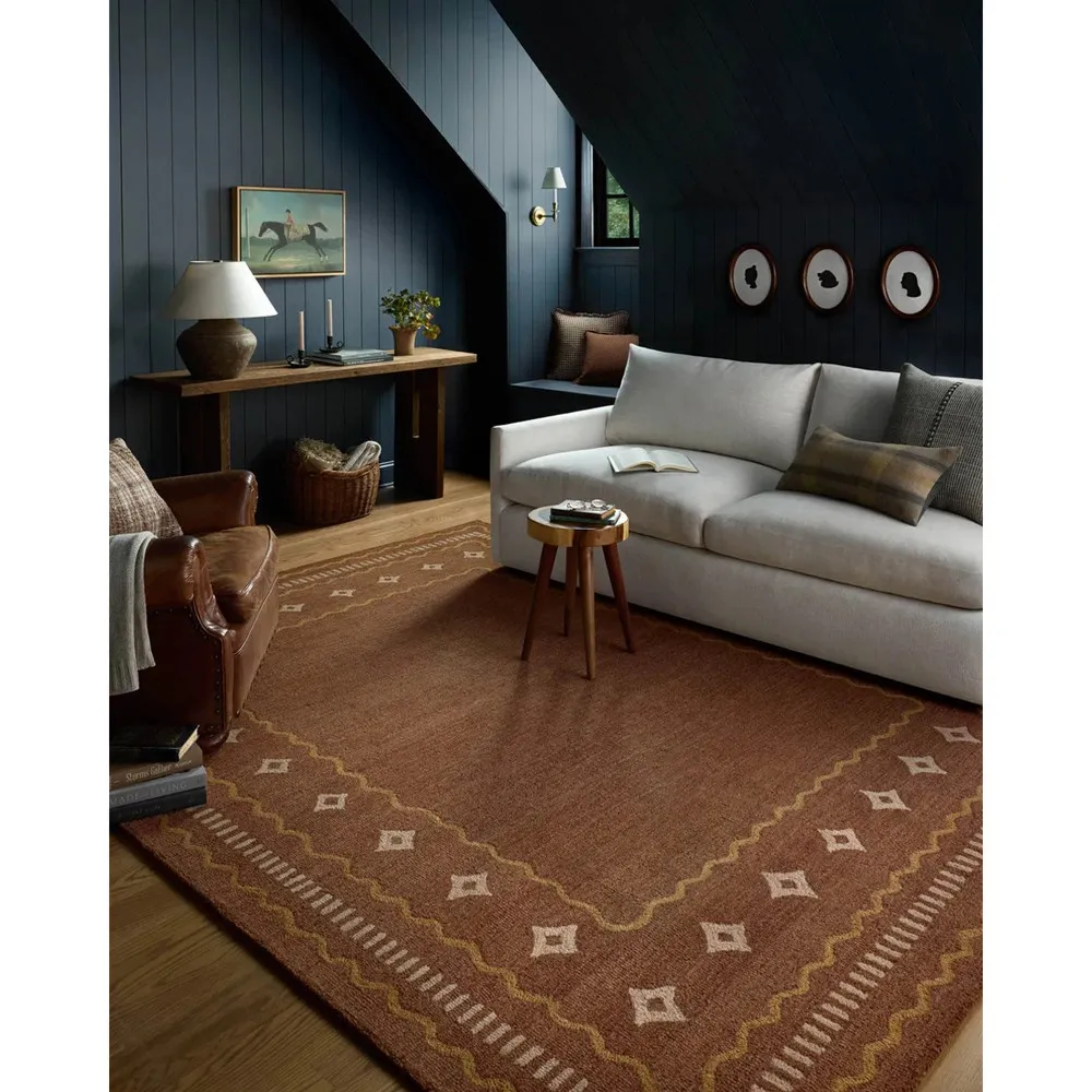 Noah Diamond Patterned Rug Sample - Terracotta, Wool