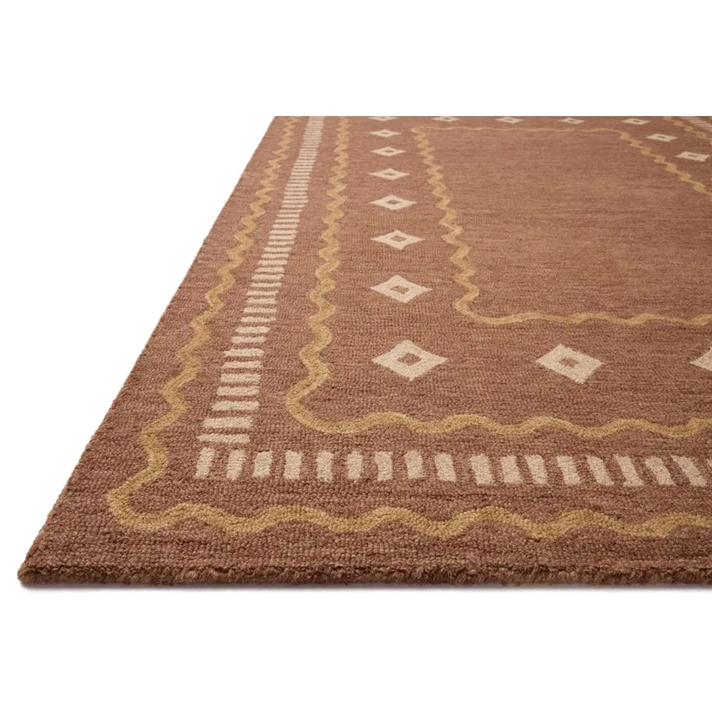 Noah Diamond Patterned Rug - Terracotta, Wool