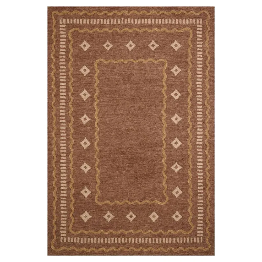 Noah Diamond Patterned Runner Rug - Terracotta, Wool