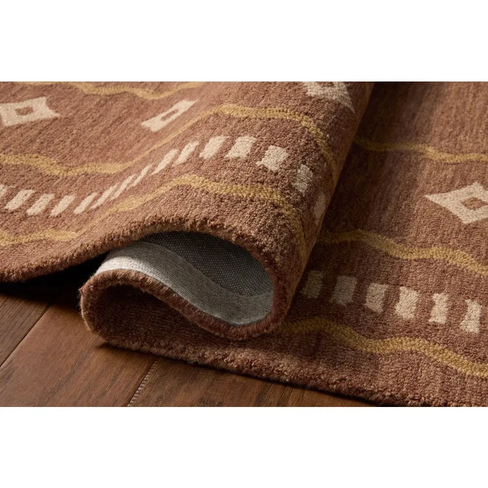 Noah Large Diamond Patterned Area Rug - Terracotta, Wool