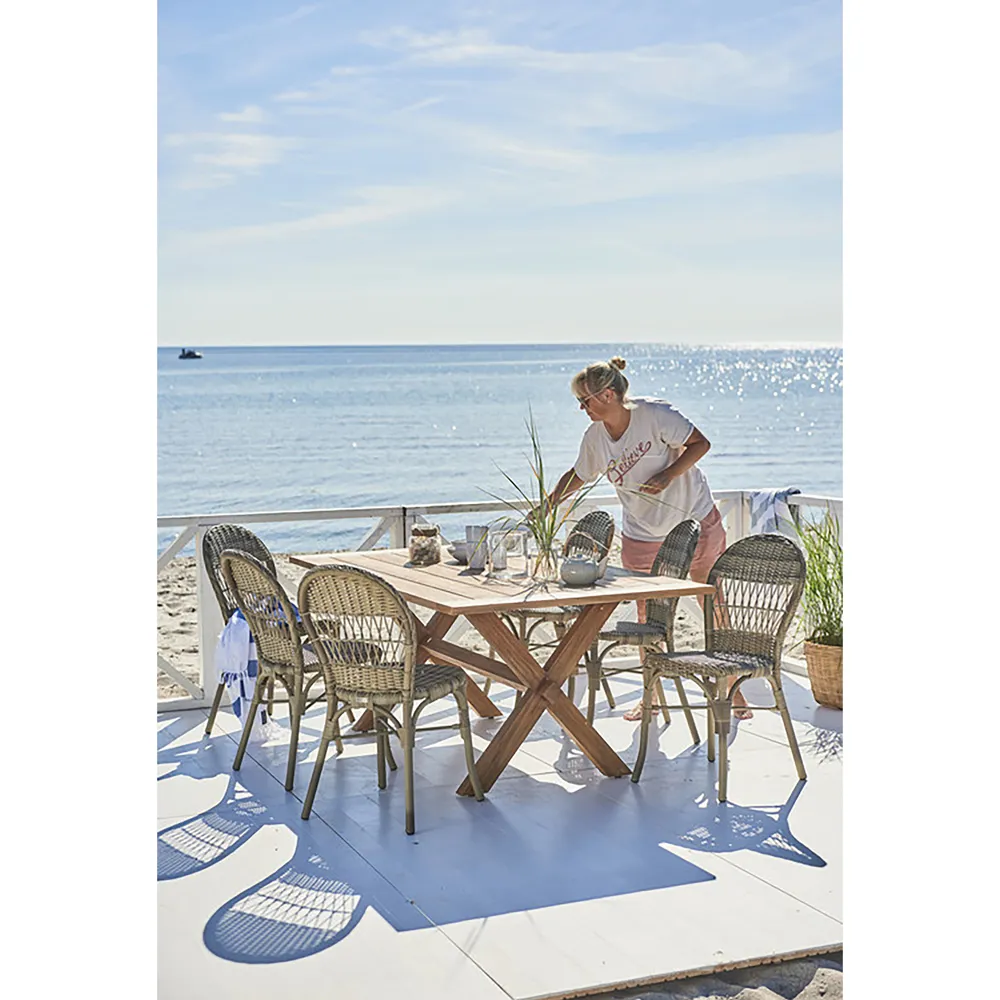 Noah Outdoor Dining Side Chair - Antique Brown, Faux Rattan