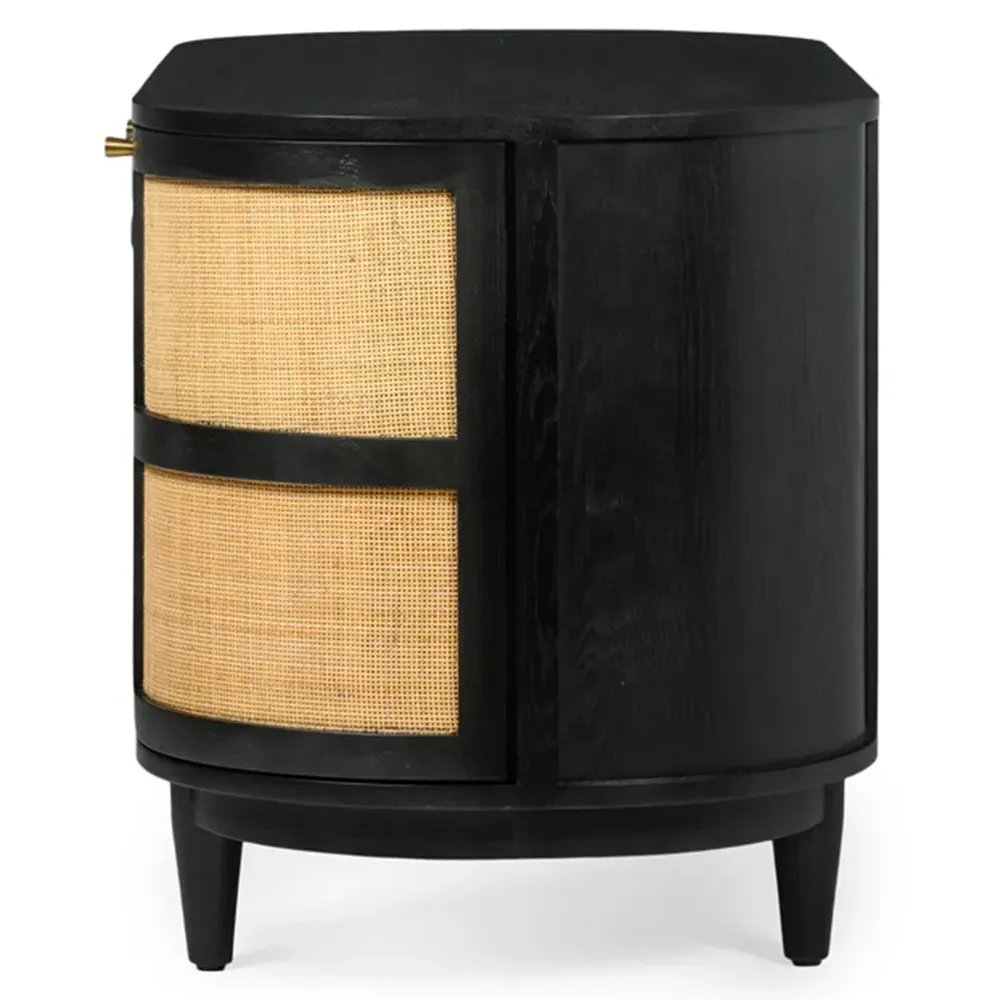 Noah Oval Desk with Storage - Black, Oak