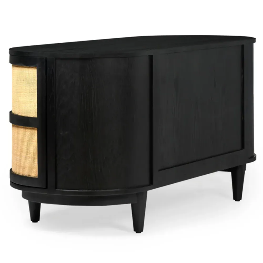 Noah Oval Desk with Storage - Black, Oak