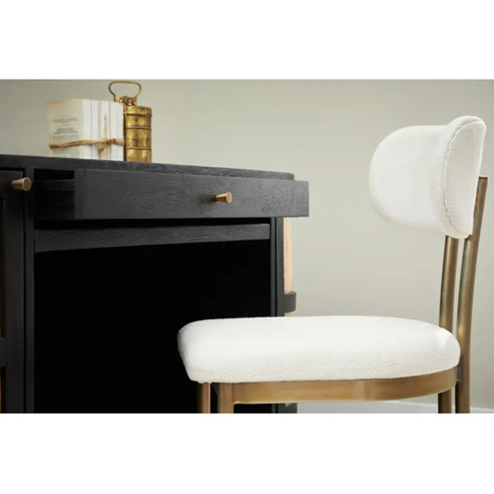 Noah Oval Desk with Storage - Black, Oak