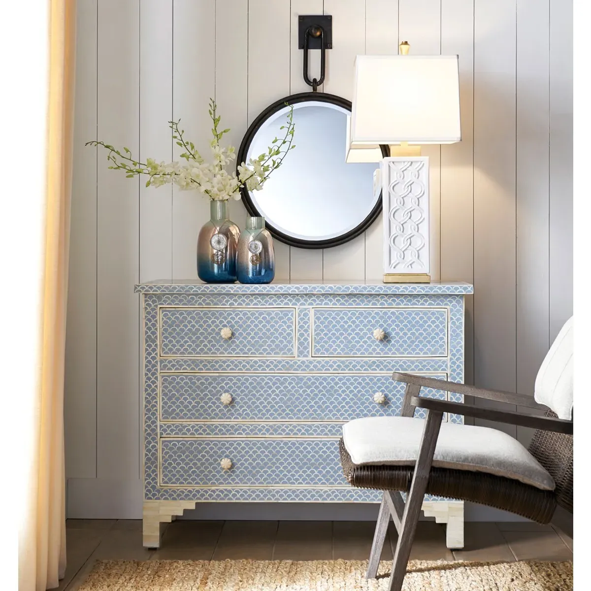 Noel Round Wall Mirror - Bronze, Iron