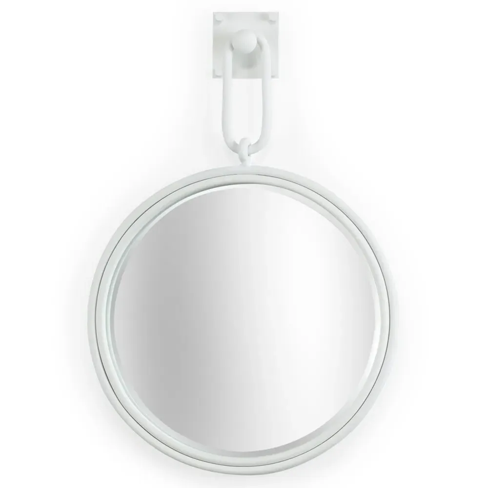 Noel Round Wall Mirror - White, Iron