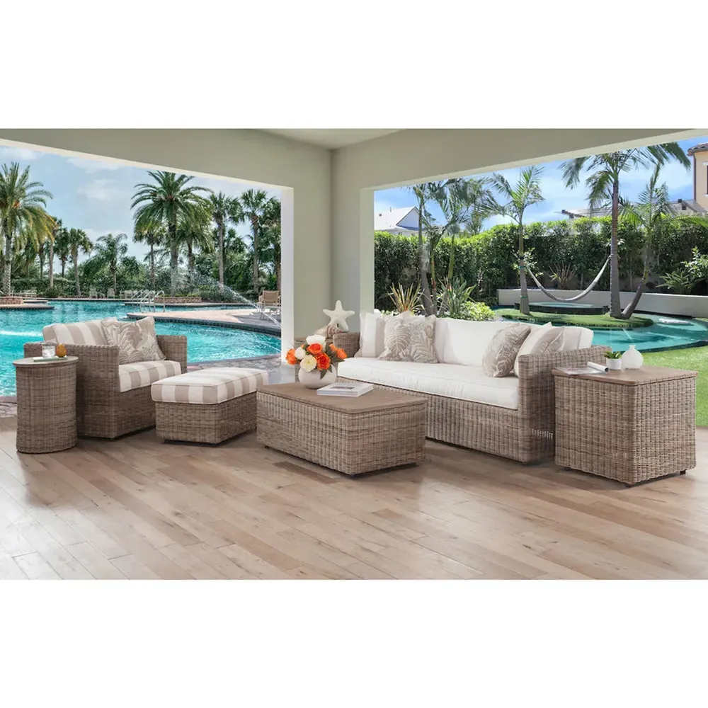 Noelani Coastal Outdoor Loveseat - Off White, Woven Wicker