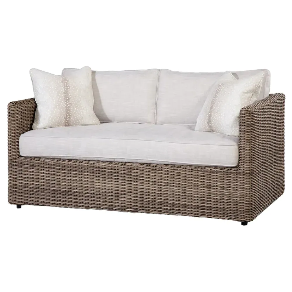 Noelani Coastal Outdoor Loveseat - Off White, Woven Wicker