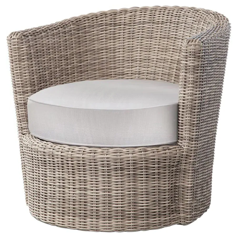 Noelani Outdoor Swivel Arm Chair - Off White, Woven Wicker image