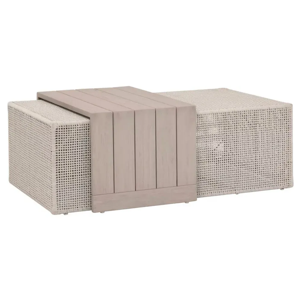 Noelia Rectangular Outdoor Coffee Table - Beige, Teak