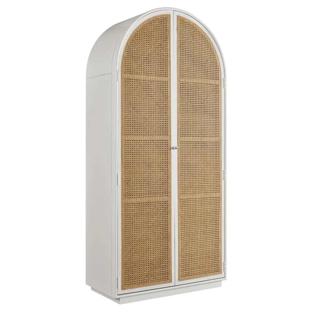 Noelle 2 Door Armoire - Brown, Woven Cane