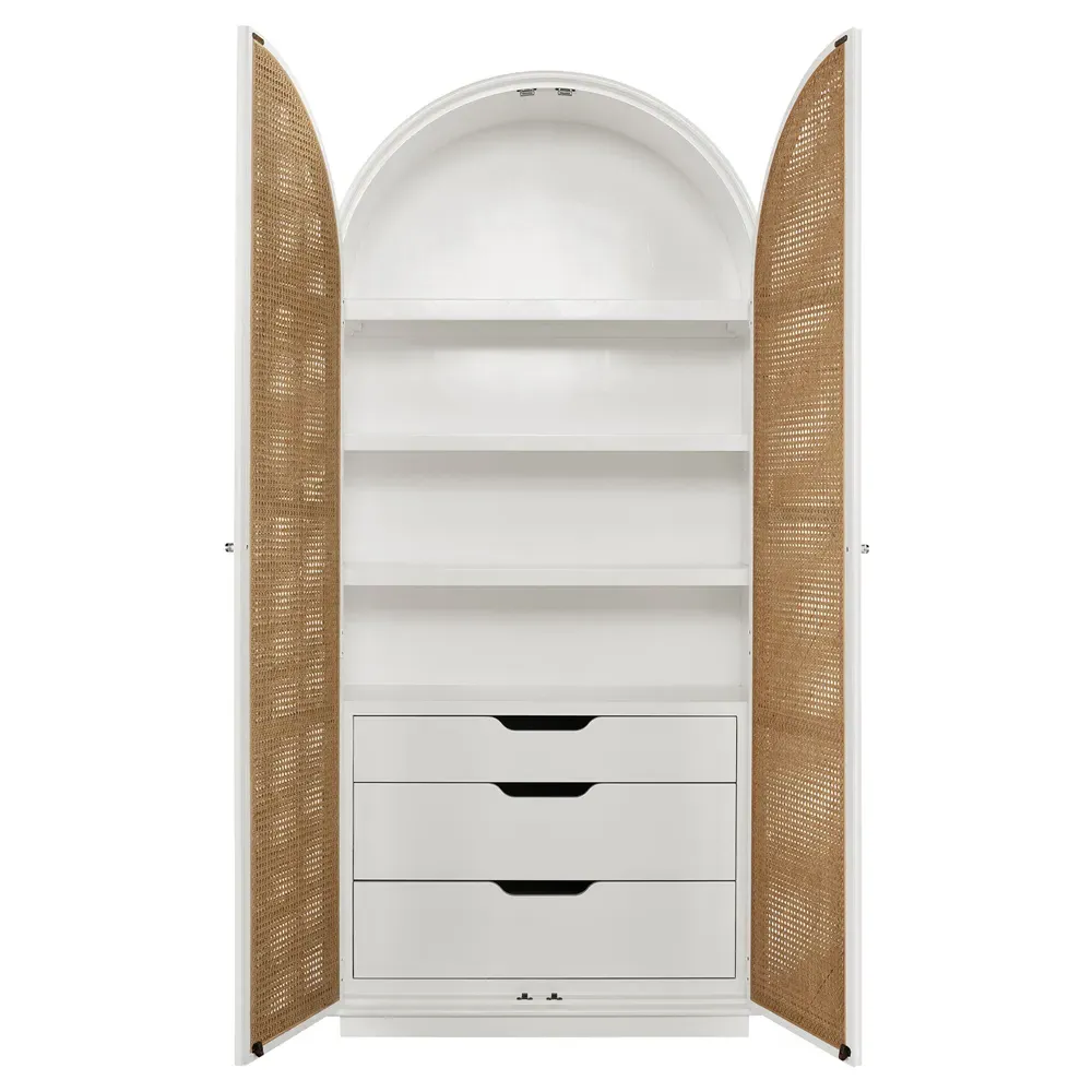 Noelle 2 Door Armoire - Brown, Woven Cane