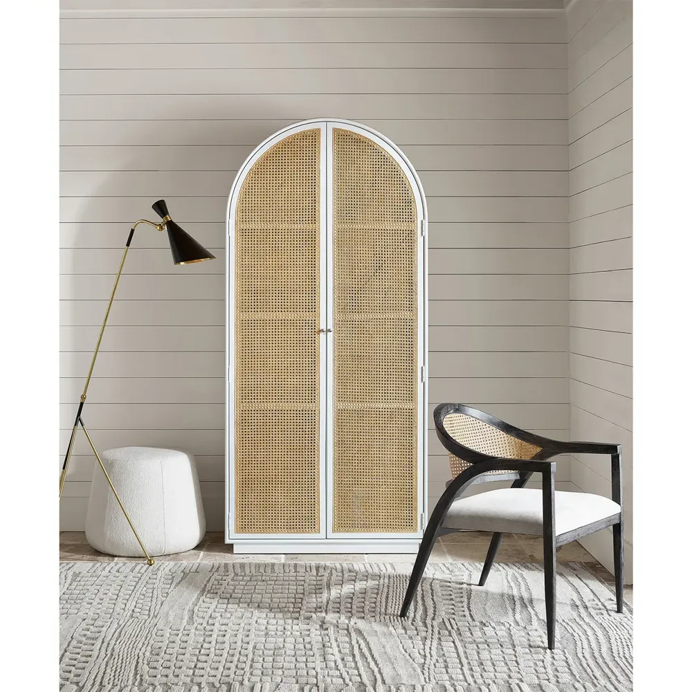 Noelle 2 Door Armoire - Brown, Woven Cane