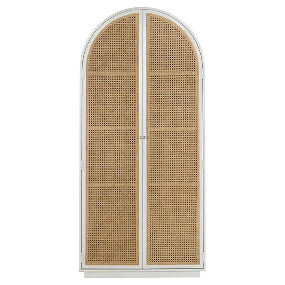 Noelle 2 Door Armoire - Brown, Woven Cane