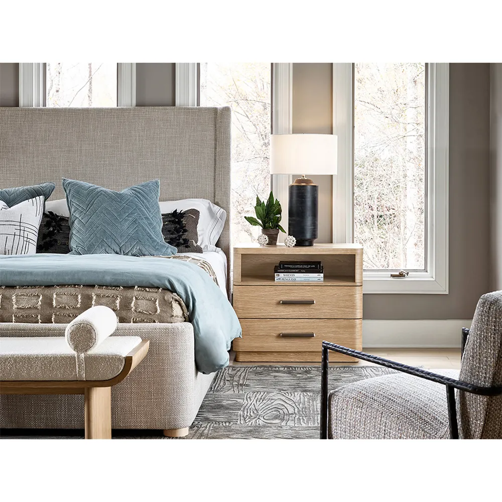 Noelle 2 Drawer Nightstand - Brown, Oak