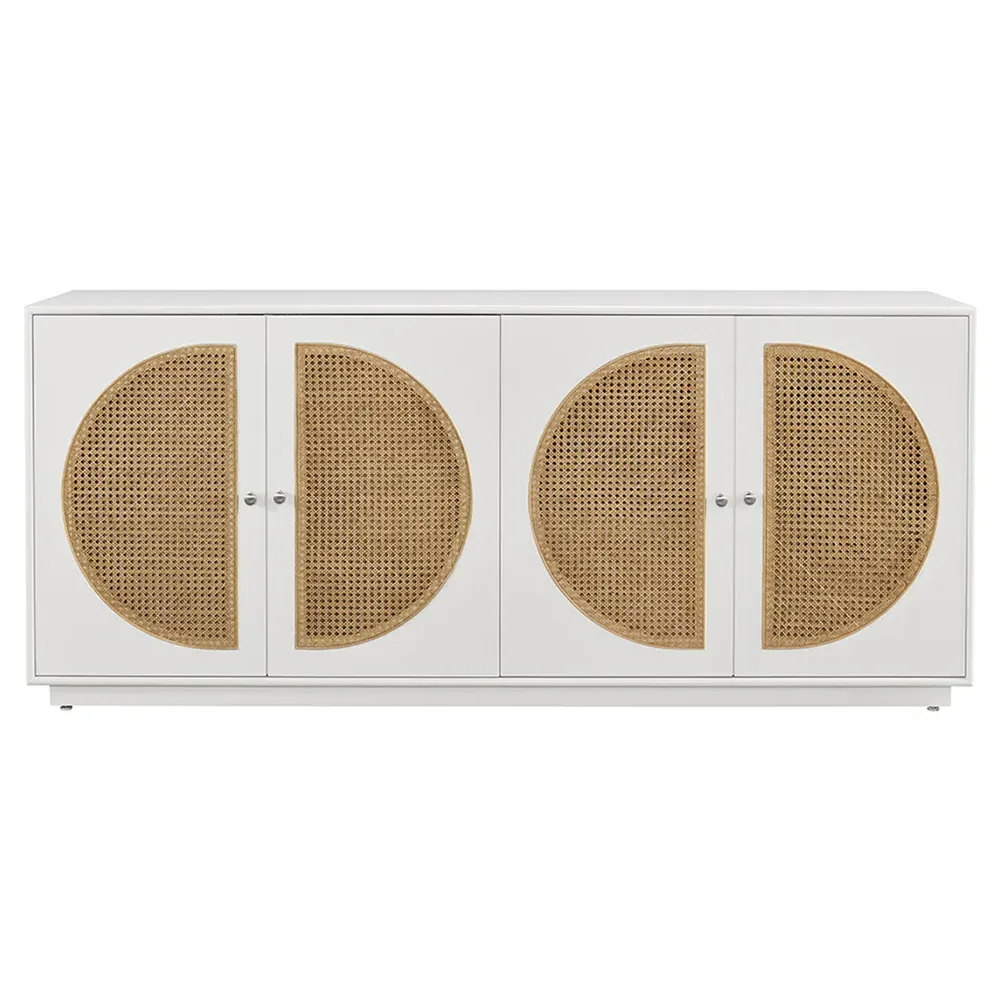 Noelle 4 Door Sideboard - White, Woven Cane image