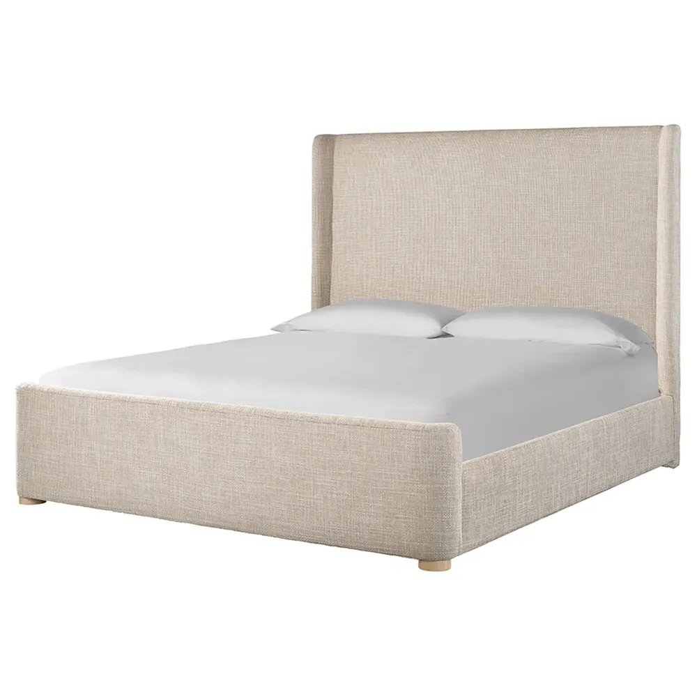 Noelle King Size Upholstered Bed Frame - Beige, Oak