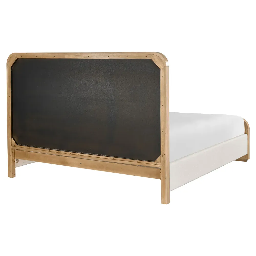 Noelle King Size Upholstered Bed Frame - Cream, Oak