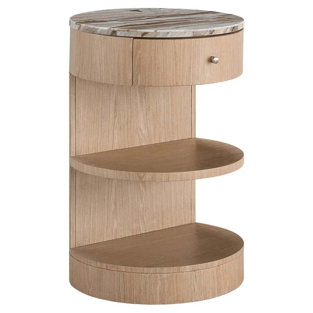 Noelle Marble Top 1 Drawer Nightstand - Brown, Oak