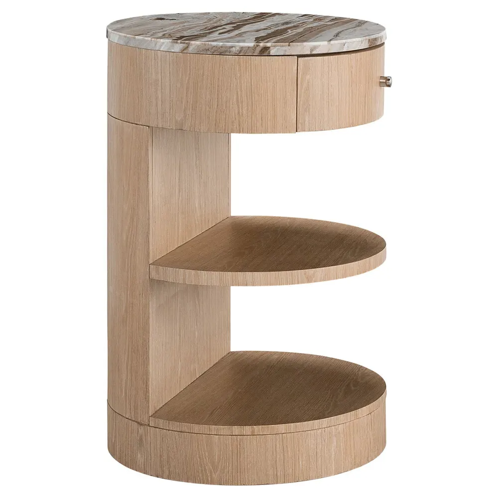 Noelle Marble Top 1 Drawer Nightstand - Brown, Oak