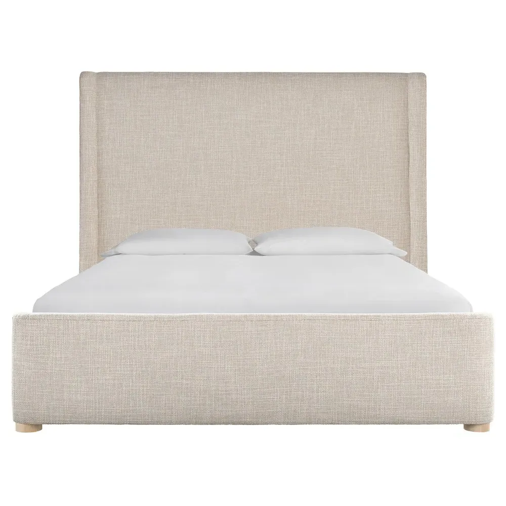 Noelle Queen Size Upholstered Bed Frame - Beige, Oak