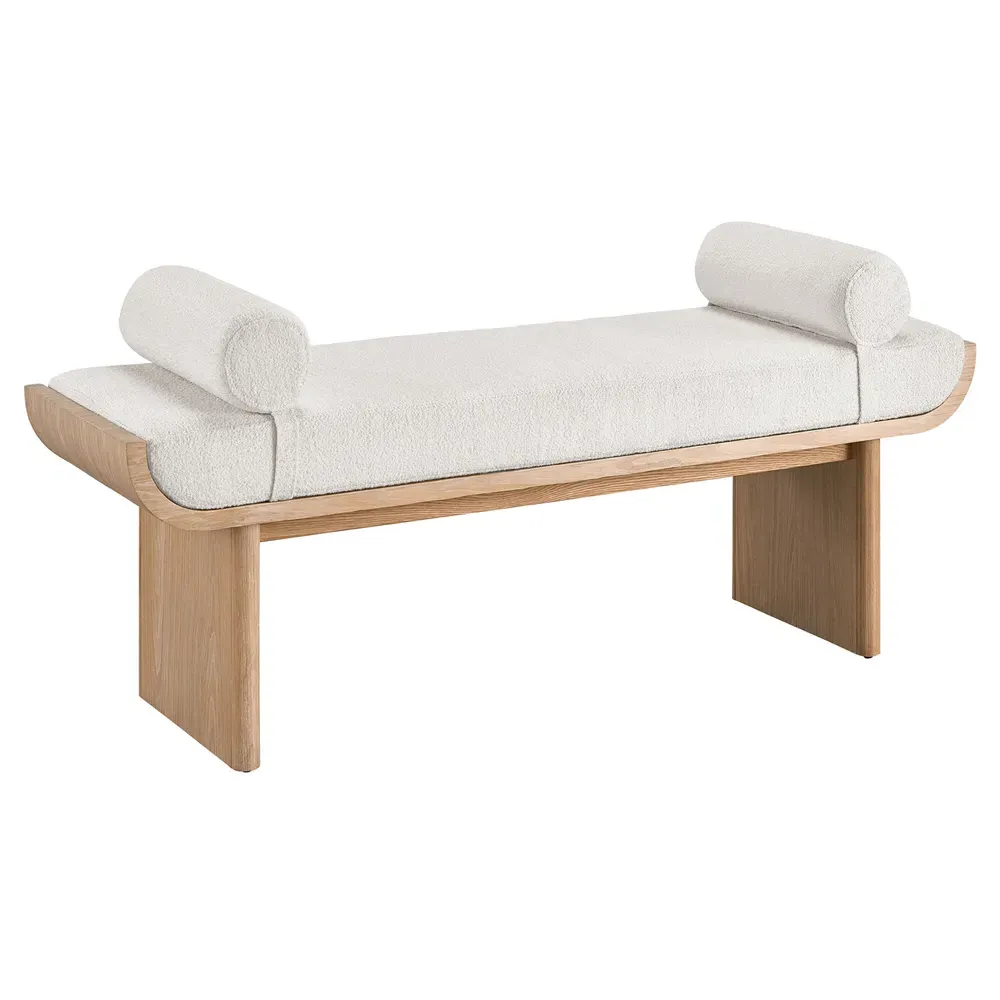 Noelle Upholstered Bedroom Bench - White, Oak