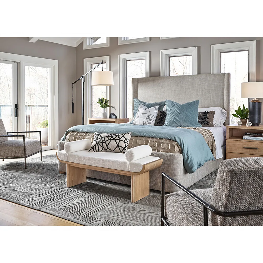 Noelle Upholstered Bedroom Bench - White, Oak