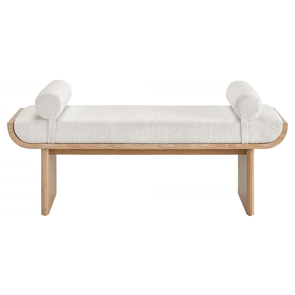 Noelle Upholstered Bedroom Bench - White, Oak