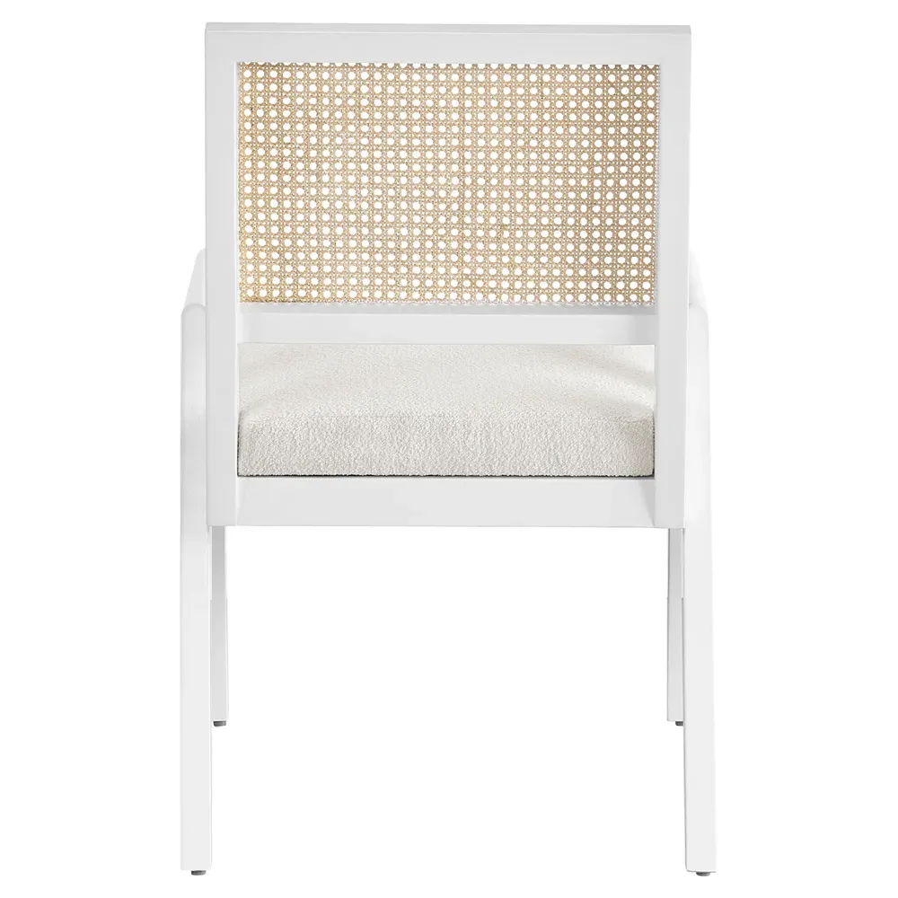 Noelle Upholstered Cane Arm Chair Set of 2 - White, Oak
