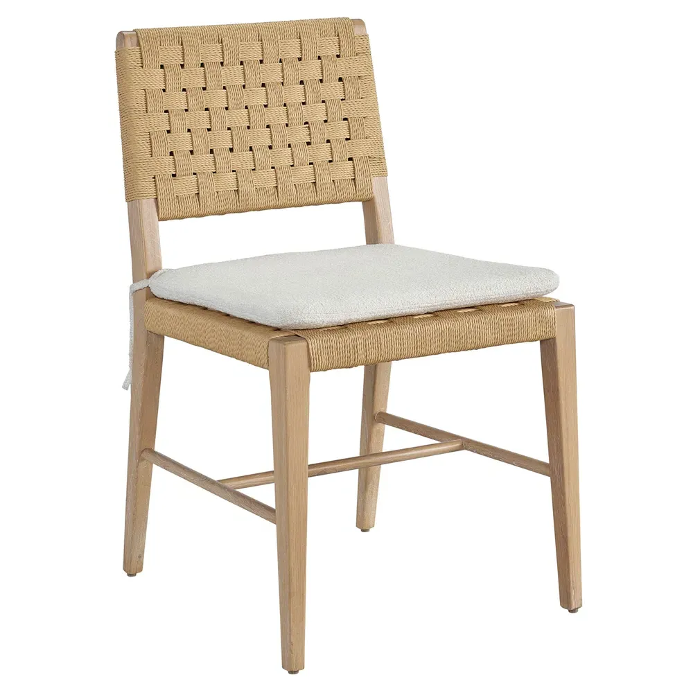 Noelle Upholstered Cane Side Chair Set of 2 - White, Oak
