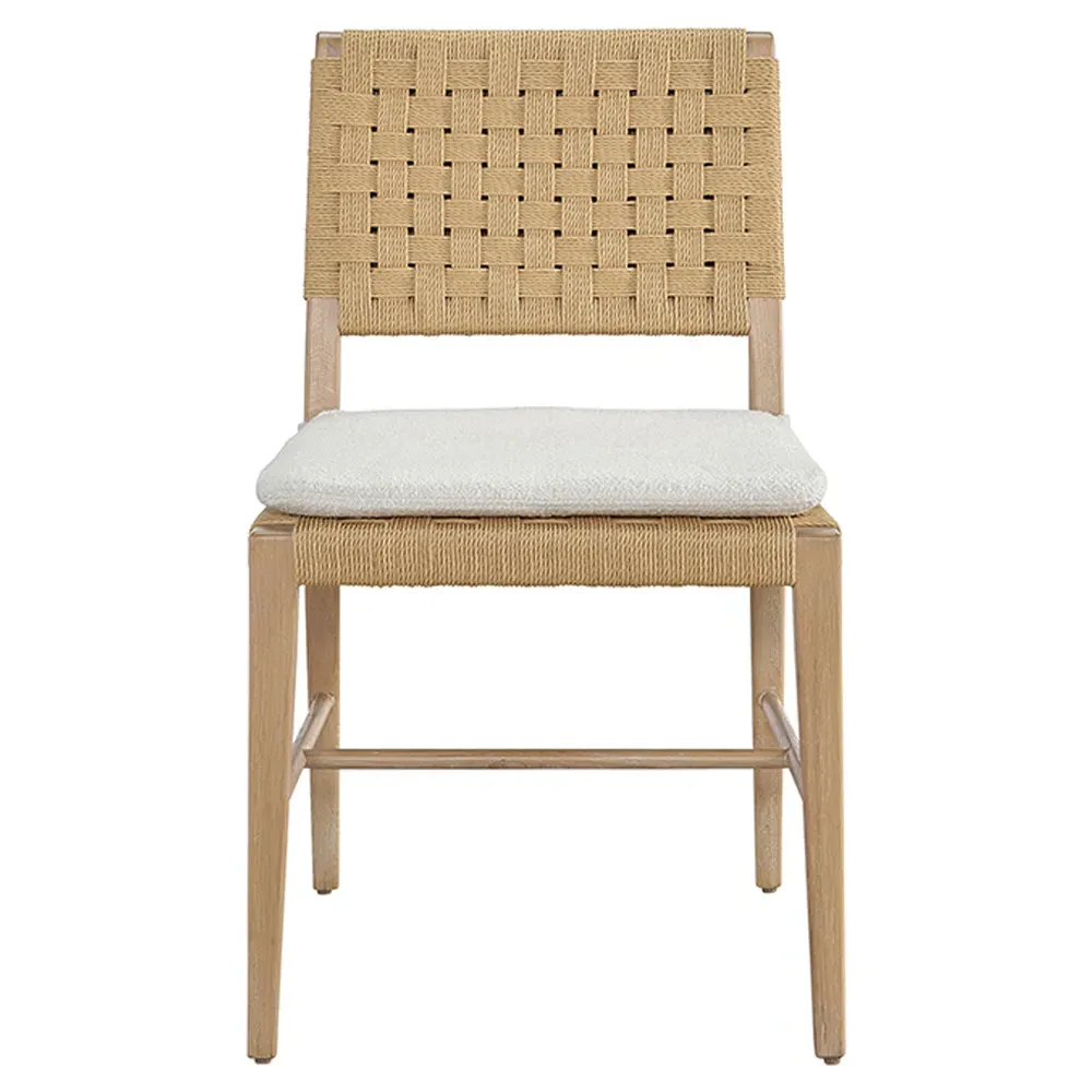 Noelle Upholstered Cane Side Chair Set of 2 - White, Oak