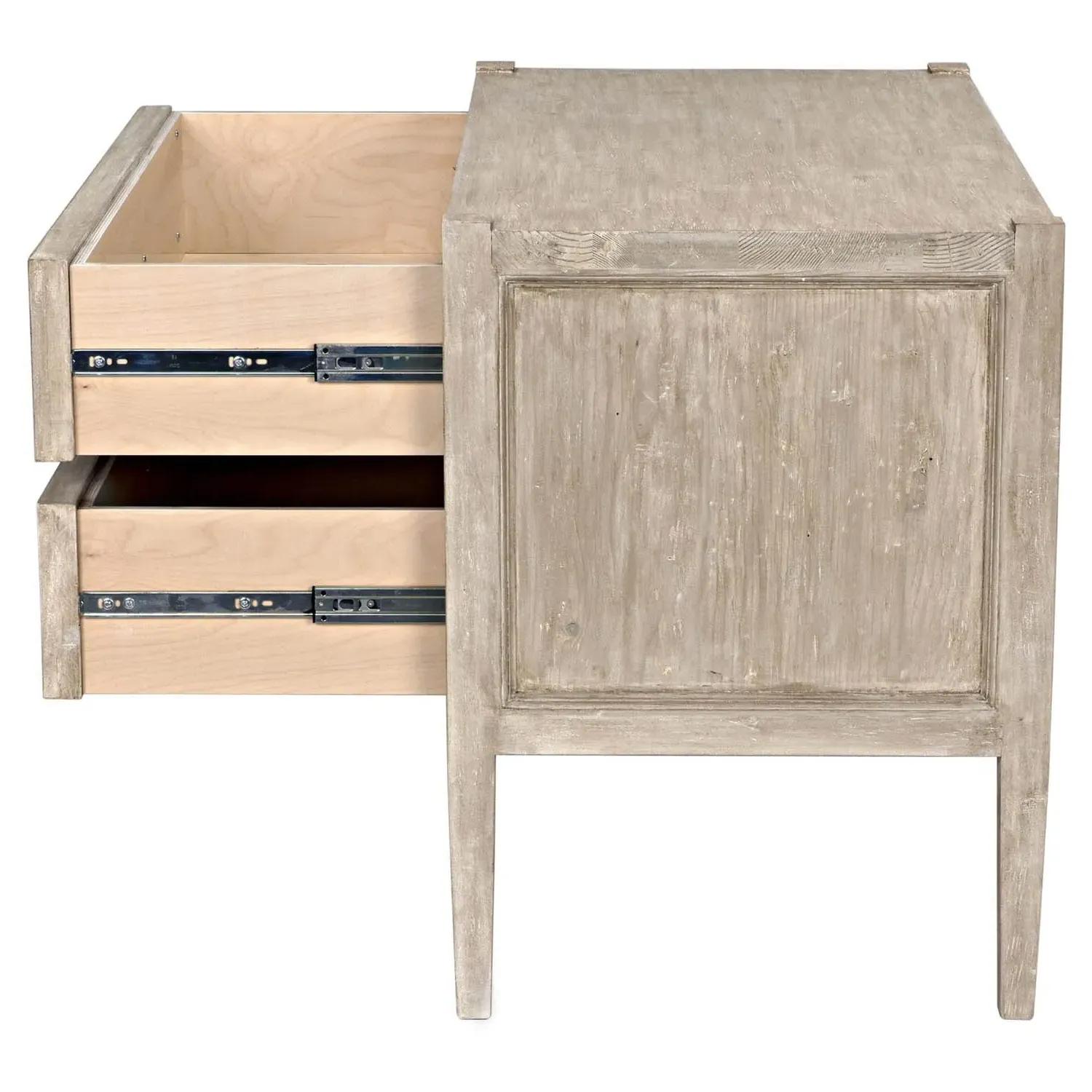 Noelle Wide Nightstand - Grey Washed, Reclaimed Wood