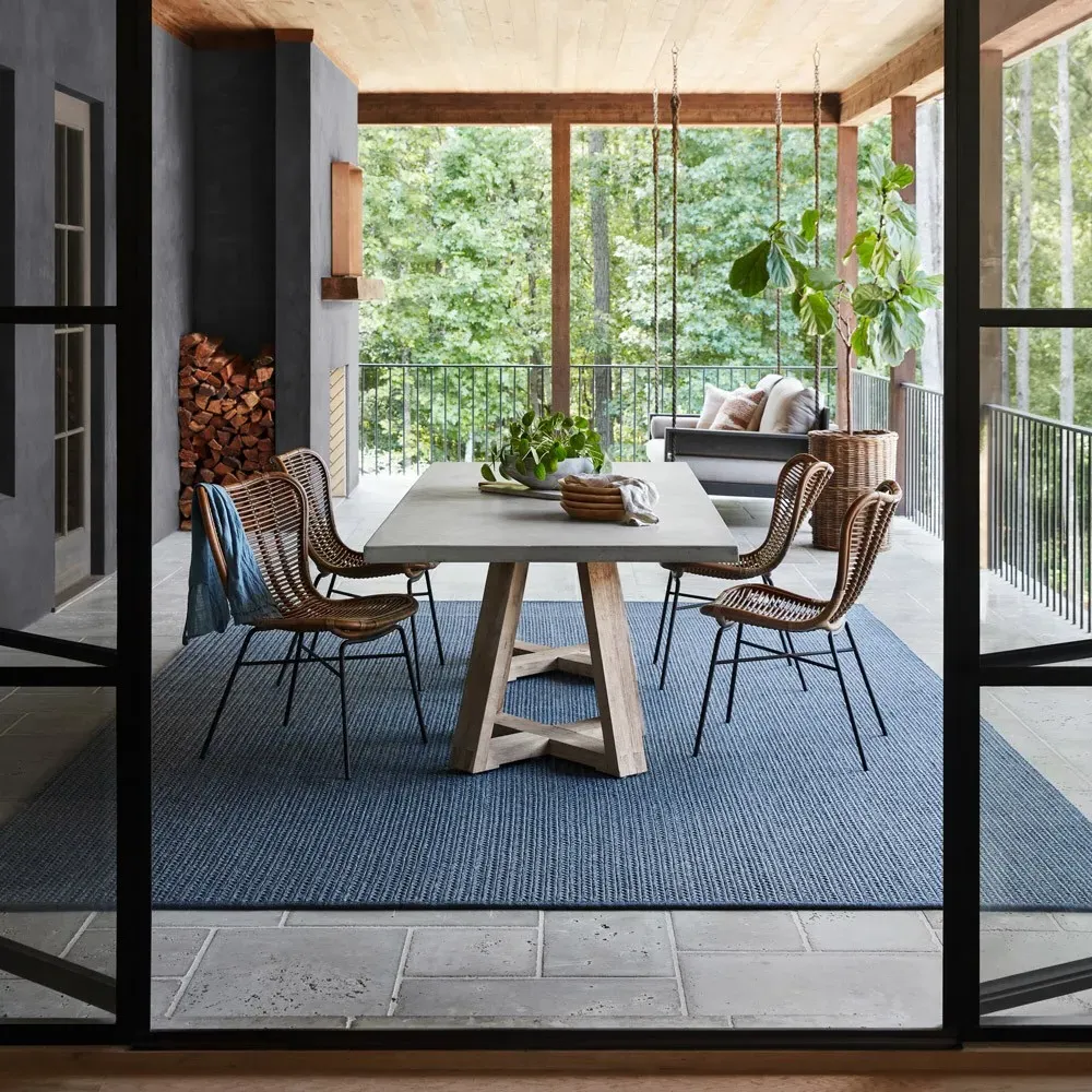 Noemi Braided Indoor Outdoor Rug Sample - Blue, Polypropylene