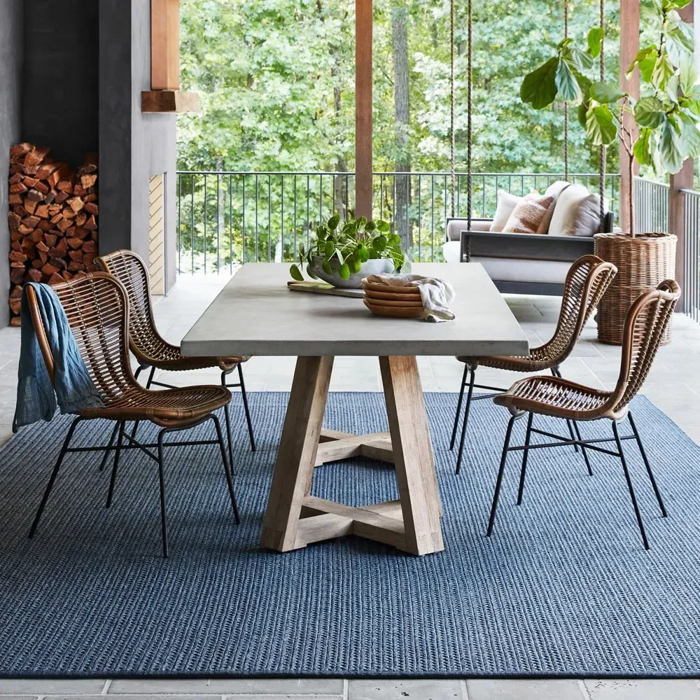 Noemi Braided Indoor Outdoor Rug Sample - Blue, Polypropylene