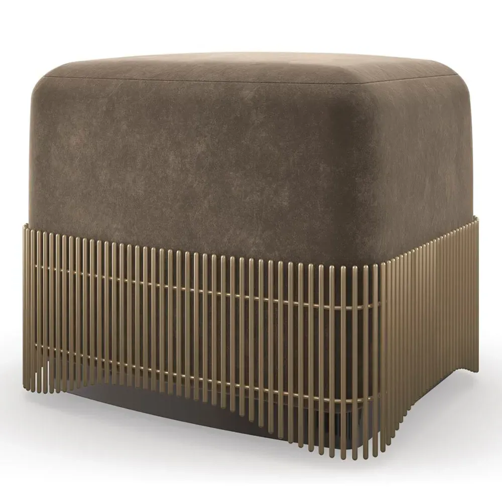 Noemi Square Ottoman - Green, Mohair