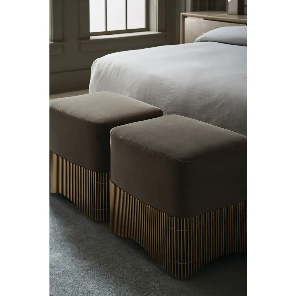 Noemi Square Ottoman - Green, Mohair