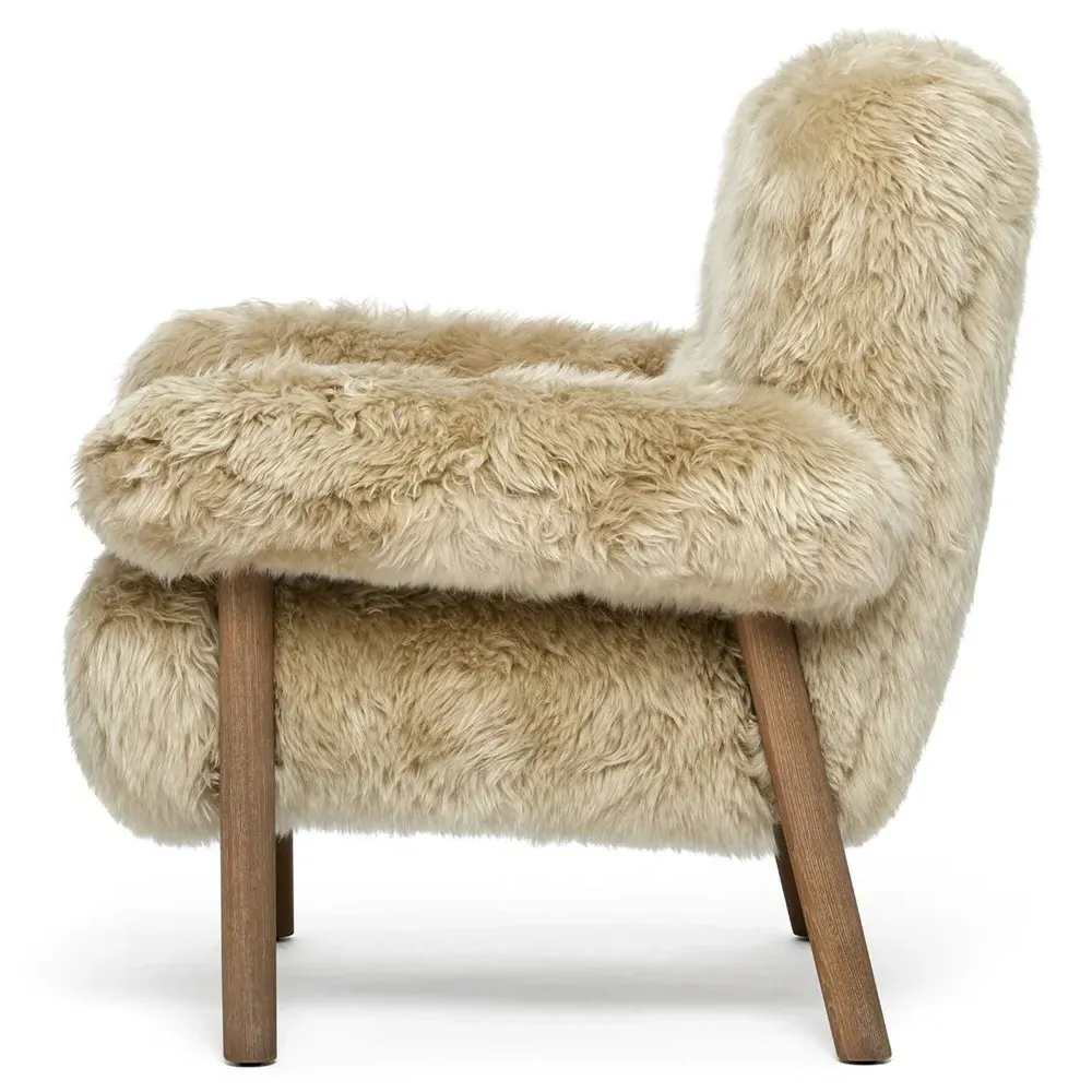 Nolan Arm Chair - Taupe, Lambskin