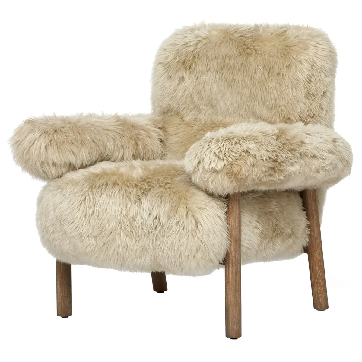 Nolan Arm Chair - Taupe, Lambskin
