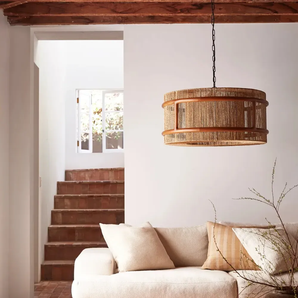 Nolan Beachwood Frame Chandelier - Natural, Jute