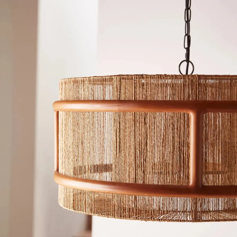 Nolan Beachwood Frame Chandelier - Natural, Jute